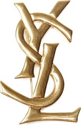 Saint Laurent 1990s logo-embellishment brooch - Goud