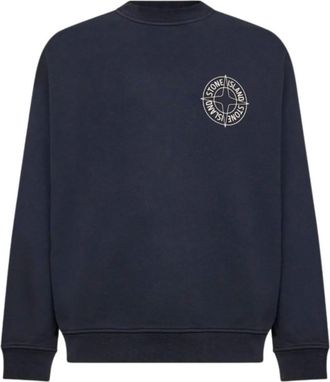 Stone Island Dark Blue Logo Crew Neck Sweatshirt