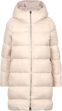Herno Jassen, Dames, Beige, S, Polyester, A-Shape jas in Arendelle en New Lady imitatiebont