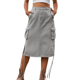 Generic Cargo Skorts for Women UK High Waisted Summer Shorts with Pockets Fashion Midi Skirt Knee Length Midi Skirt Casual Skirts Stretchy Ladies Skirts Plus 