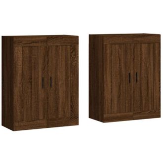 vidaXL Vidaxl - Armarios De Pared 2 Uds Madera De Ingenier&iacute;a Marr&oacute;n Roble