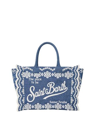 MC2 Saint Barth Structured Tote Bag with Floral Embroidery