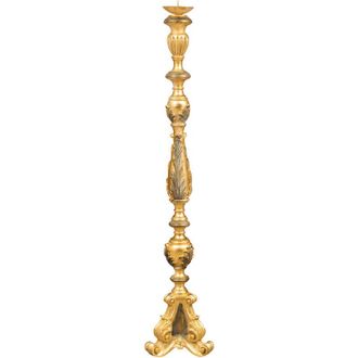 Biscottini International Biscottini - Candelabro De Madera Con Hoja De Oro Antiguo Y Acabado Negro Hecho En Italia