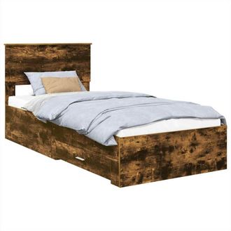 vidaXL Estructura De Cama Con Cabecera Roble Ahumado 90 X 200 Cm Vidaxl