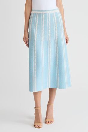 Ming Wang Roadmap Pattern Soft Knit Midi Skirt in Serene/limestone/white at Nordstrom, Size Xx-Small