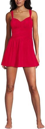 Lands End Slender Lite Sweetheart Shirred Swim Dress in Strawberry at Nordstrom, Size 14