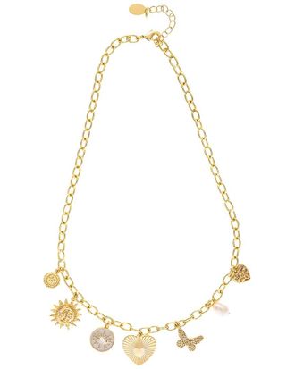 Rivka Friedman 18K Plated Cz Charm Necklace