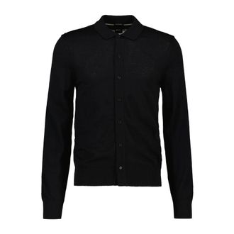 HUGO BOSS Helbert Cardigan - Heren - Vesten - Zwart - L - Wol - Truien & Vesten