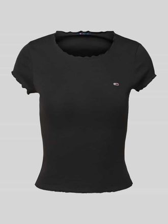 Tommy Jeans Slim Fit T-Shirt aus Baumwoll-Elasthan-Mix in Metallic Black, Gr&ouml;&szlig;e XL