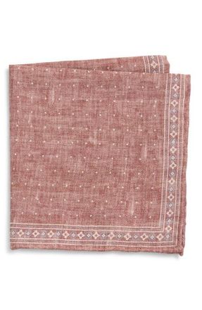 Eleventy Wool & Cotton Muslin Pocket Square in 99-02 Crimson/Sand at Nordstrom