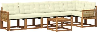 vidaXL Conjunto De Sof&aacute;s De Exterior 7 Uds. Natural Y Crema Vidaxl
