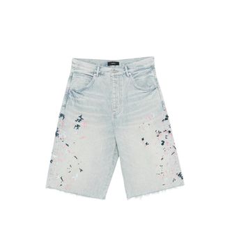Purple Paint Splatter Frayed Shorts
