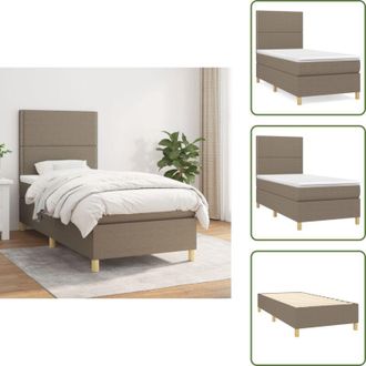 vidaXL The Living Store Giroletto a Molle con Materasso Tortora 90x200 cm inTessuto - Materasso a molle