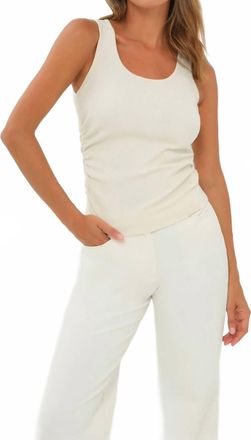 Anatomie Miranda Ribbed Tank Top With Side Ruching In Ivory