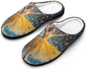 Generic Ballet Beautiful Woman Womens Slippers Warm House Slippers Indoor House Shoes with Anti-Skid Rubber Sole