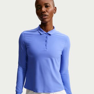 Nike Womens Victory Dri-FIT Long-Sleeve Polo in Blue | FQ1570-570