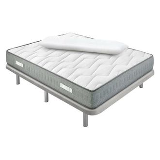 Colchones Aznar Pack Colch&oacute;n Muelles Ensacados Pocket 22 Cm Con Visco + Base Tapizada Partida 3d Reforzada Con 5 Barras Transversales 135x190 Cm