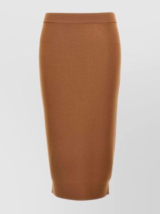 Saint Laurent ribbed wool midi skirt with elastic waistband