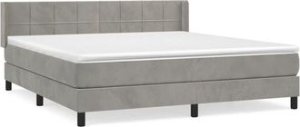vidaXL Vidaxl - Cama Box Spring Con Colch&oacute;n Terciopelo Gris Claro 160x200 Cm
