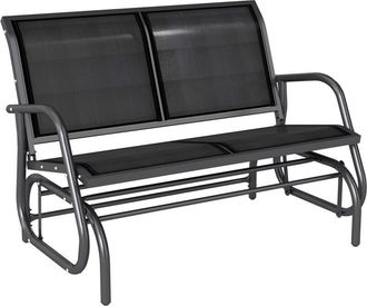 OUTSUNNY 2-Person Patio Glider Bench Gliding Chair Loveseat w/ Armrest Black