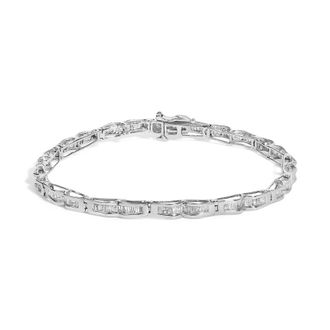 House of Brilliance 10K Yellow Gold 2.00 Cttw Baguette Diamond Channel Set Link Bracelet