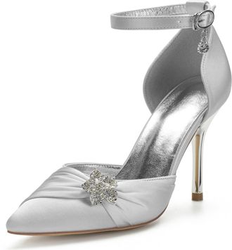 Miyoopark Womens Wedding Dress Shoes Stiletto High Heel Occasions Pumps M524 Silver UK 5.5