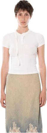Diesel Tops, Dames, Wit, S, Katoen, T-Iaras Rib-jersey Top