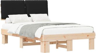 vidaXL Estructura De Cama Con Cabecera Tapizada Negro 120 X 190 Cm Vidaxl