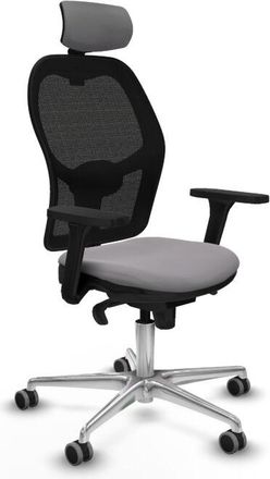 Piqueras y Crespo Piqueras Y Crespo - Jorquera Sincro Malla Negra Similpiel Gris Brazos 3d Base Aluminio Cabecero 2d Ruedas 65mm Engomada