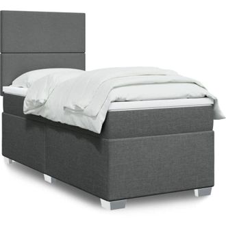 vidaXL Vidaxl - Cama Box Spring Con Colch&oacute;n Tela Gris Oscuro 90x200 Cm