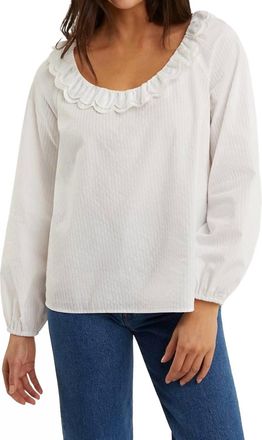 Draper James Reyna Long-Sleeve Top In White Shirting Stripe