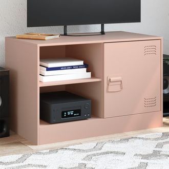 vidaXL Mueble Para Tv De Acero Rosa 67x39x44 Cm Vidaxl