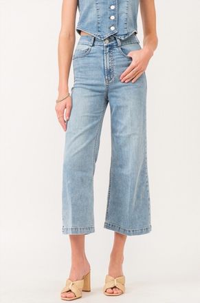 Dear John Denim Aubrey Super Soft Wide Leg Cropped Jean In Chambray