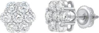 LuvMyJewelry Lab Grown Diamond Floral Cluster Stud Earrings in 14K White Gold at Nordstrom Rack