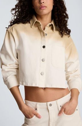 Kenneth Cole Oversize Dip Dye Crop Shacket in Tan Gradient at Nordstrom, Size X-Large