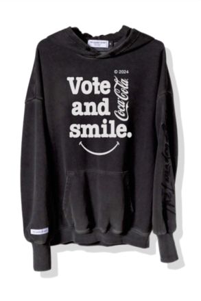 The Laundry Room Unisex Coca Cola Vote And Smile Hideout Hoodie In Black Snow