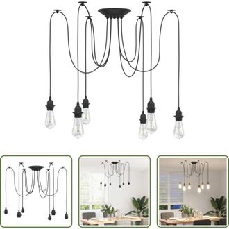 vidaXL vidaXL Design vintage - Lampada a Sospensione con 6 Portalampada E27 in Metallo Nero