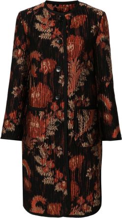 Etro abstract-jacquard coat - women - Polyester/Wool/Acrylic/Polyamide/Metallic Fibre/Viscose/Acetate/Viscose - 42 - Black