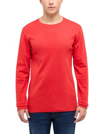 Mustang Langarmshirt MUSTANG Herren Style Arlington, Herren, Gr. 3XL, rot, Strick, 100% Baumwolle, Rundhals, Shirts Langarmshirt