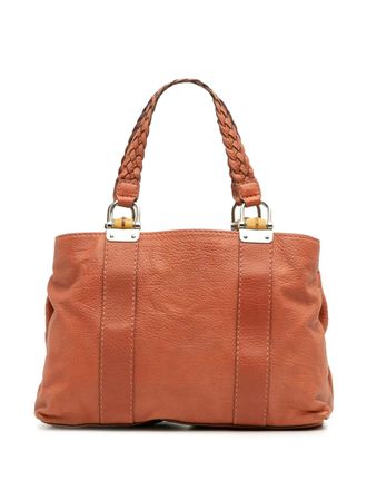 Gucci 2016-2025 Medium Leather Bamboo Libeccio tote bag - women - Calf Leather/Leather - One Size - Orange