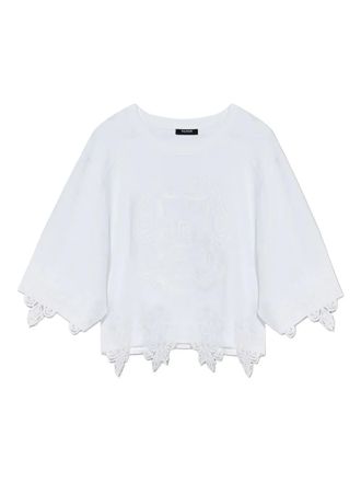 Balmain embroidered lace-trimmed top - White