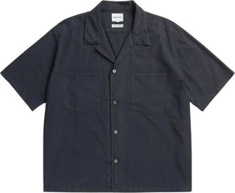 Norse Projects Mols Tencel Shirt - Heren - Korte mouwen Overhemden - Blauw - XL - Katoen - Overhemden