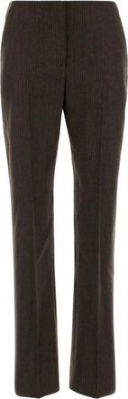 Alexander McQueen Pantalones de Lana de Raya Diplom&aacute;tica - Trousers - Mujer - Marr&oacute;n - S