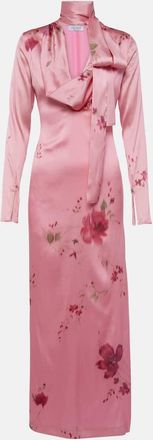 Blumarine Printed silk-blend satin maxi dress