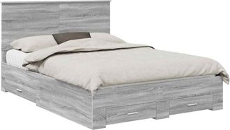 vidaXL Estructura De Cama Con Cabecera Gris Sonoma 140 X 190 Cm Vidaxl