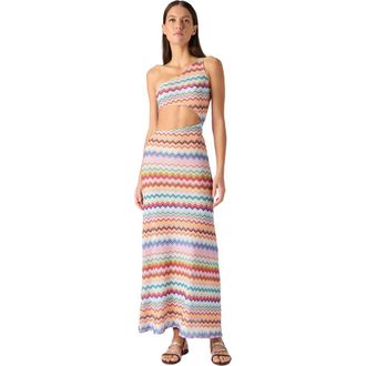 Missoni One-shoulder Cover-up In Lam&eacute; Viscose With Pixel-effect Zigzag Pattern in Multicoloured at Nordstrom, Size 40 It
