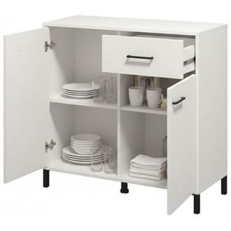 Dmora Credenza Laerruu, Madia 2 Ripiani, un Cassetto, 2 Ante, 93x40x90h cm Bianco