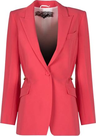 Patrizia Pepe Geklede Blazer met &eacute;&eacute;n knoop - Dames - Jassen - Rood - Maat: 2XS Leer