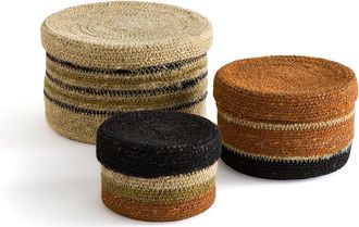 La Redoute Interieurs Set van 3 manden met deksel, in herbarium, Saski