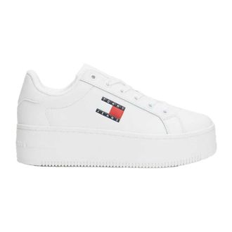 Tommy Jeans Icon leren platzool-sportschoenen voor dames (Wit)